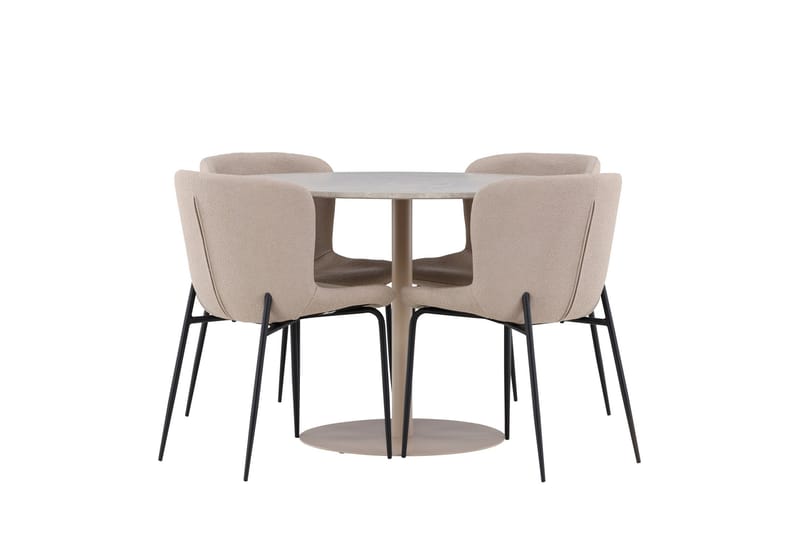 Lycke Matgrupp 110 cm Rund med 4 Modesto stolar - Beige/Beige - Products - Möbler - Bord & matgrupp - Matgrupp