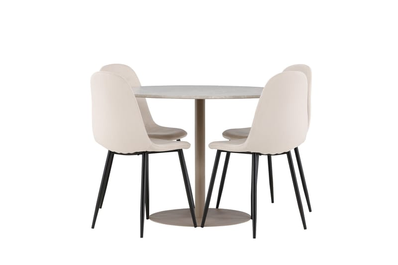 Lycke Matgrupp 110 cm Rund med 4 Polar stolar - Beige/Beige - Products - Möbler - Bord & matgrupp - Matgrupp
