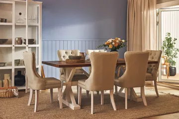 Lyon Förlängningsbar Matgrupp 200 cm inkl 6 Bergviken Stolar - Brun/Vit - Products - Möbler - Bord & matgrupp - Matgrupp