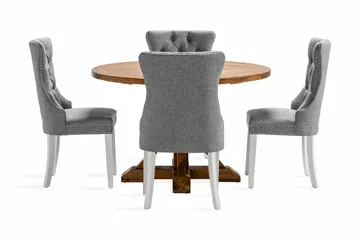 Lyon Matgrupp 120 cm Rund inkl 4 Bergviken Stolar - Brun - Products - Möbler - Bord & matgrupp - Matgrupp