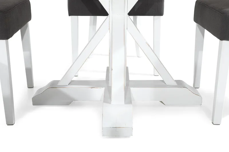 Lyon Matgrupp Rund med 4 st Viktoria Fåtölj - Trä/Vit/Grå - Products - Möbler - Bord & matgrupp - Matgrupp