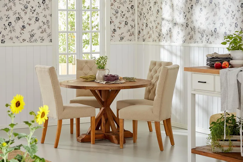 Lyon Runt Litet Matbord Vintage 120 cm - Natur / Trä / Alm - Products - Möbler - Bord & matgrupp - Matbord & köksbord