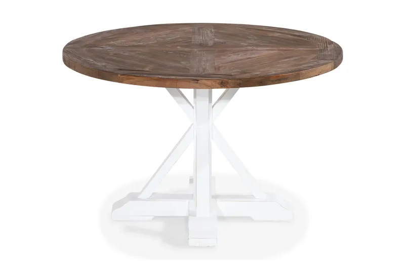 Lyon Vintage Matbord 120 cm Rund, Natur/Vit