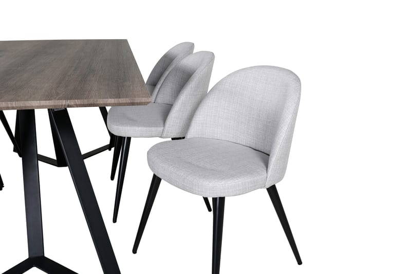 Malvina Matgrupp 180 cm inkl 6 Sedavi Stolar - Grå/Svart - Products - Möbler - Bord & matgrupp - Matgrupp