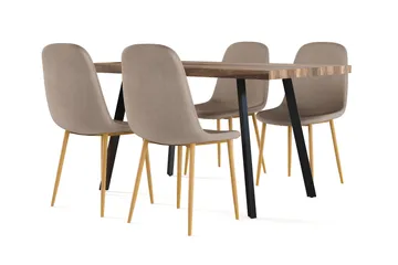 Marcelen Matbord Förlängningsbart med illäggsskiva +  4 st Nibe stol brun med ek ben - Brun - Products - Möbler - Bord & matgrupp - Matgrupp