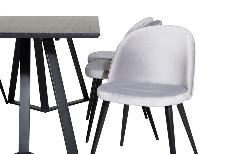 Marina Matgrupp 180 cm Rektangulär med 6 Velvet stolar - Svart - Products - Möbler - Bord & matgrupp - Matgrupp