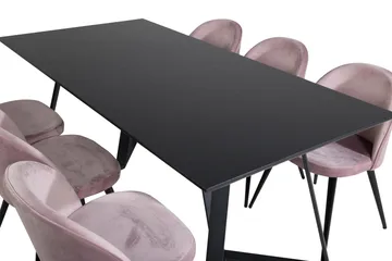 Marina Matgrupp 180 cm Rektangulär med 6 Velvet stolar - Svart - Products - Möbler - Bord & matgrupp - Matgrupp