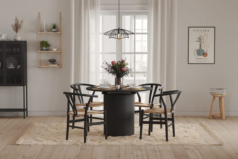 Kopparbo Matbord Runt 106-156 cm Förlängningsbart - Svart trä - Products - Möbler - Bord & matgrupp - Matbord & köksbord
