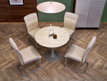 Matbord runt Ø90 cm - Beige travertin - Beige travertin - Products - Möbler - Bord & matgrupp - Matbord & köksbord