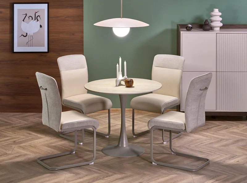 Matbord runt Ø90 cm - Beige travertin, Beige travertin