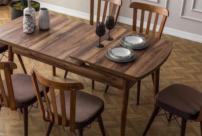 Alvryn Matgrupp Förlängningsbar 130-170 cm med 6 Stolar - Products - Möbler - Bord & matgrupp - Matgrupp