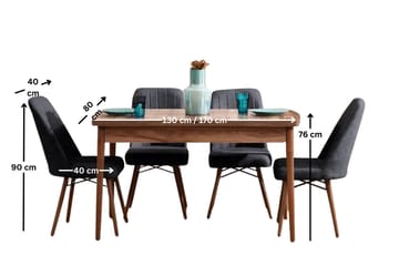 Teral Matgrupp Förlängningsbar 130-170 cm med 4 Stolar - Products - Möbler - Bord & matgrupp - Matgrupp