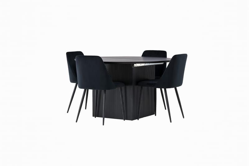 Matilda Matgrupp 130 cm Rund med 4 Night Stolar - Svart - Products - Möbler - Bord & matgrupp - Matgrupp