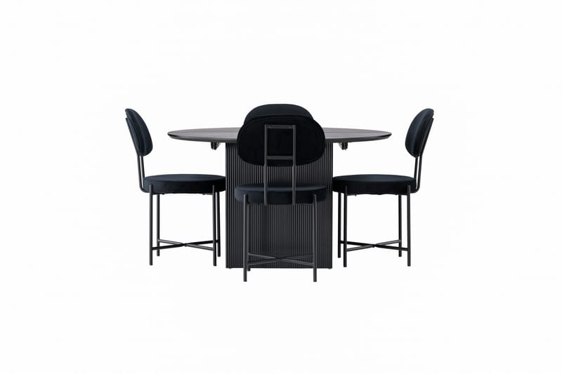 Matilda Matgrupp 130 cm Rund med 4 Stella Stolar - Svart - Products - Möbler - Bord & matgrupp - Matgrupp