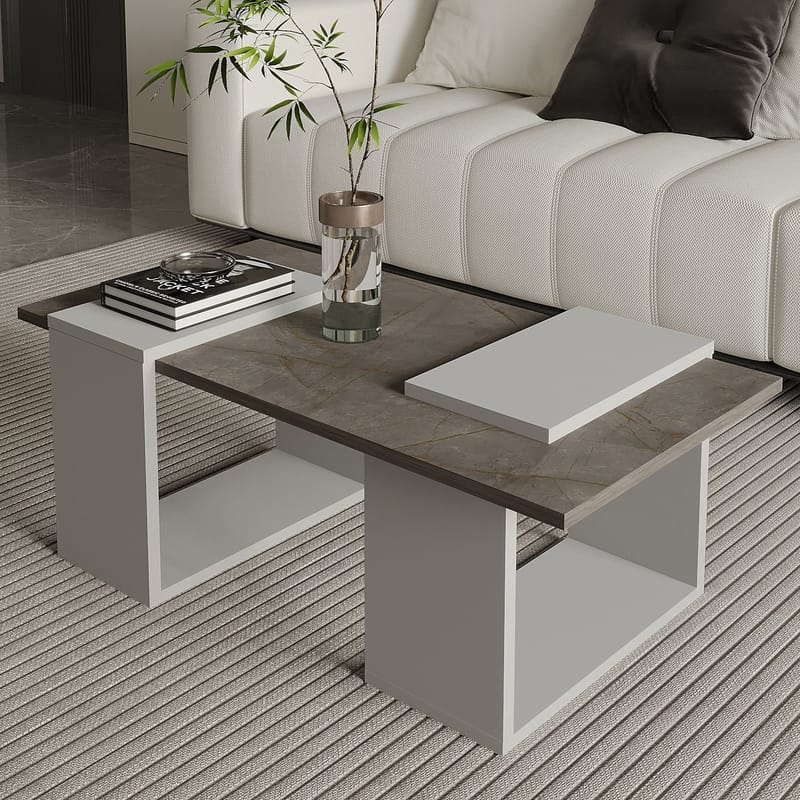 Matris Soffbord 90x37x46,6 cm - Gordion Marble och Grey - Products - Möbler - Bord & matgrupp - Soffbord