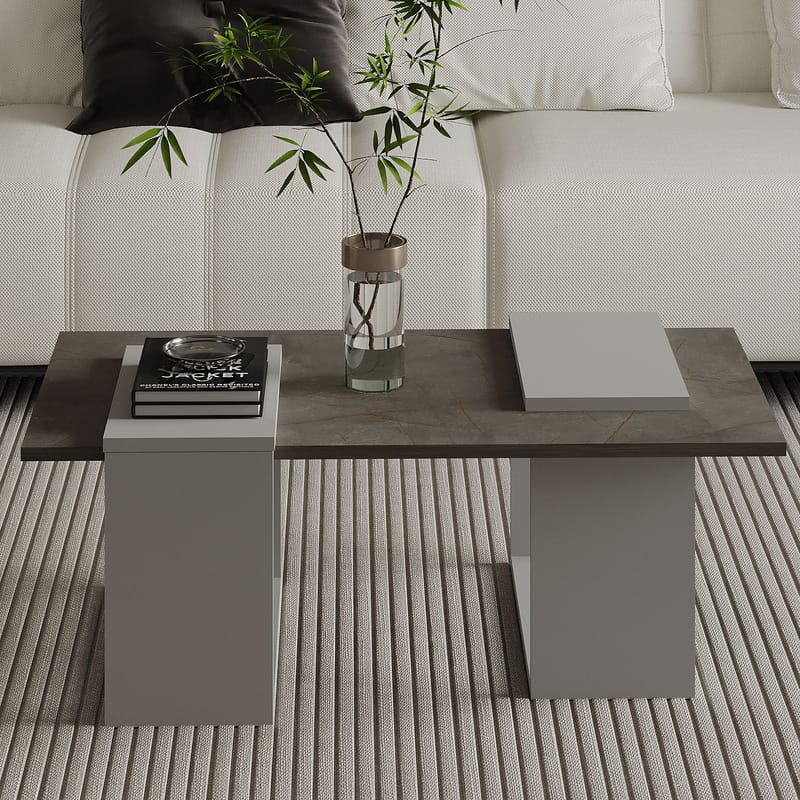 Matris Soffbord 90x37x46,6 cm - Gordion Marble och Grey - Products - Möbler - Bord & matgrupp - Soffbord