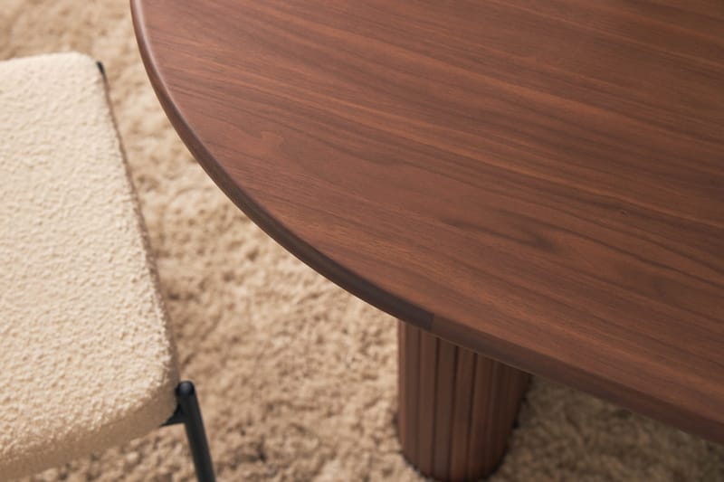 Noira Matbord 220 cm Massiv Valnöt med 6st Gemmiano Matstol - Brun / Teddy / Trä - Products - Möbler - Bord & matgrupp - Matgrupp