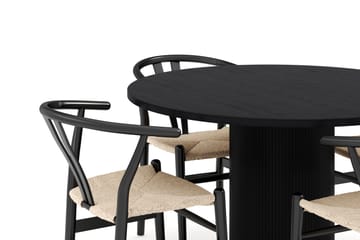 Noira Matgrupp 120 cm Massiv Ek Rund med 4 Dastoori Matstol - 2220067-4,2206128-1 - Svart - Products - Möbler - Bord & matgrupp - Matgrupp