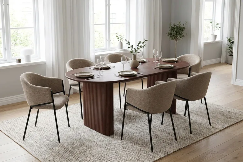 Noira Matgrupp rektangulärt 180 cm Valnöt med 6 Filip Matstolar - Valnöt - Products - Möbler - Bord & matgrupp - Matgrupp