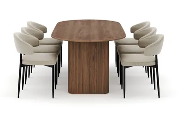 Noira Ovalt Matbord 220 cm med 6 Sawako Stolar - Brun - Products - Möbler - Bord & matgrupp - Matgrupp