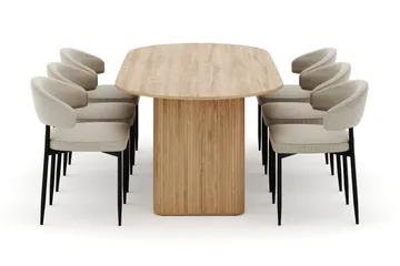 Noira Ovalt Matbord 220 cm med 6 Sawako Stolar - Natur - Products - Möbler - Bord & matgrupp - Matgrupp