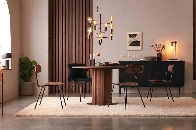 Noira Runt Litet Matbord Valnöt 120 cm - Brun / Ribbad - Products - Möbler - Bord & matgrupp - Matbord & köksbord