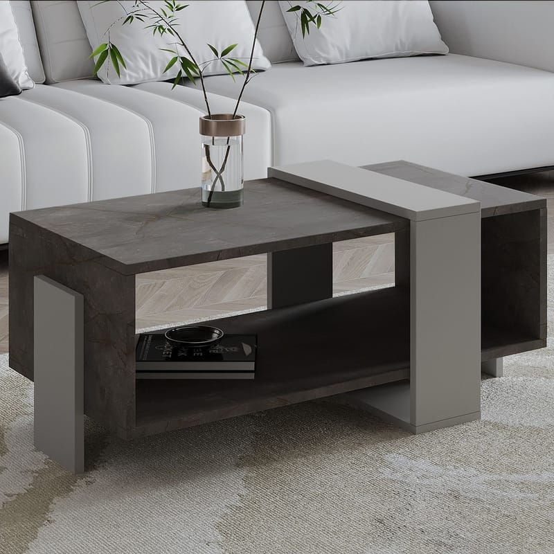 Norell Soffbord 90x40x49 cm - Gordion Marble och Grey - Products - Möbler - Bord & matgrupp - Soffbord