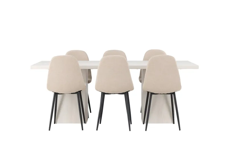Olga Matgrupp 200 cm Rektangulär med 6 Polar Stolar, Beige