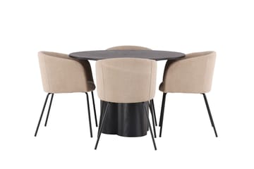 Olivia Matgrupp 110 cm Rund med 4 Berit Stolar - Beige - Products - Möbler - Bord & matgrupp - Matgrupp