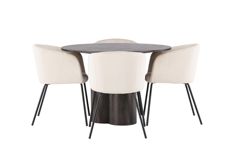 Olivia Matgrupp 110 cm Rund med 4 Berit stolar - Beige - Products - Möbler - Bord & matgrupp - Matgrupp