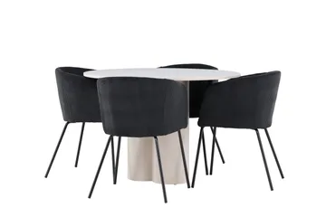 Olivia Matgrupp 110 cm Rund med 4 Berit stolar - Beige/Svart - Products - Möbler - Bord & matgrupp - Matgrupp