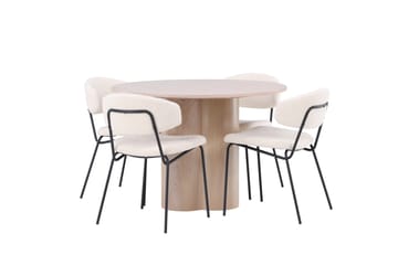 Olivia Matgrupp 110 cm Rund med 4 Chico Stolar - Whitewash - Products - Möbler - Bord & matgrupp - Matgrupp