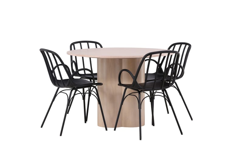 Olivia Matgrupp 110 cm Rund med 4 Dyrön stolar - Whitewash - Products - Möbler - Bord & matgrupp - Matgrupp