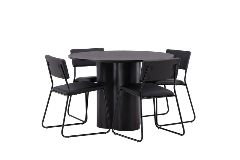 Olivia Matgrupp 110 cm Rund med 4 Kenth Stolar - Svart - Products - Möbler - Bord & matgrupp - Matgrupp