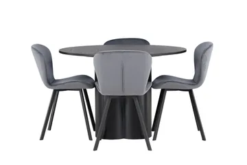 Olivia Matgrupp 110 cm Rund med 4 Lilja Stolar - Svart - Products - Möbler - Bord & matgrupp - Matgrupp