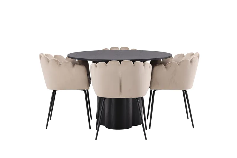 Olivia Matgrupp 110 cm Rund med 4 Limhamn Stolar - Beige - Products - Möbler - Bord & matgrupp - Matgrupp