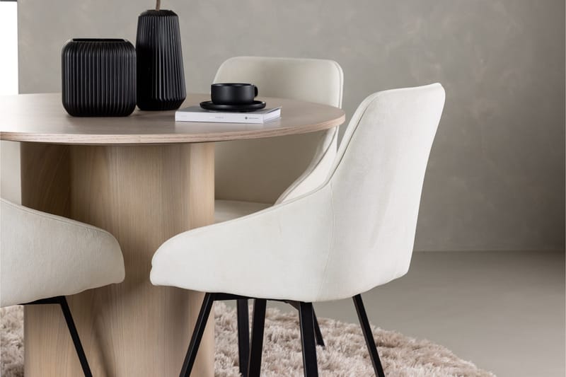 Olivia Matgrupp 110 cm Rund med 4 Rosie stolar - Beige - Products - Möbler - Bord & matgrupp - Matgrupp