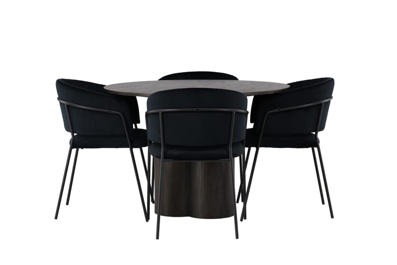 Olivia Matgrupp 110 cm Rund med 4 Selma Stolar, Svart