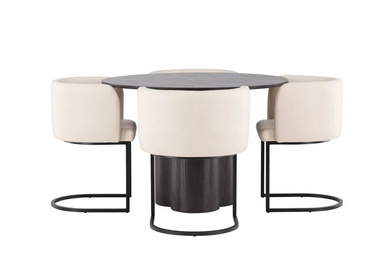 Olivia Matgrupp 110 cm Rund med 4 Simrishamn stolar, Beige