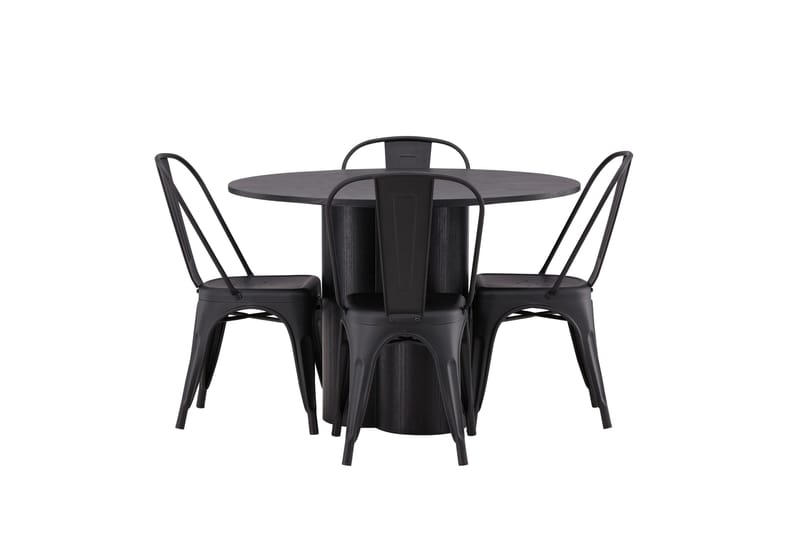 Olivia Matgrupp 110 cm Rund med 4 Tempe Stolar - Svart - Products - Möbler - Bord & matgrupp - Matgrupp