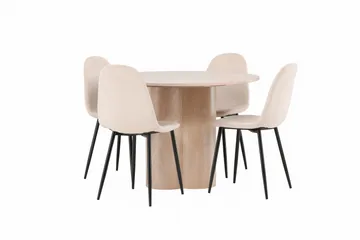 Olivia Matgrupp 110 cm Rund med 4 Polar stolar - Whitewash - Products - Möbler - Bord & matgrupp - Matgrupp