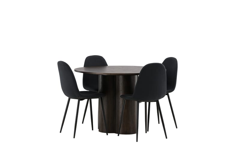 Olivia Matgrupp 110 cm Rund med 4 Polar stolar - Svart - Products - Möbler - Bord & matgrupp - Matgrupp