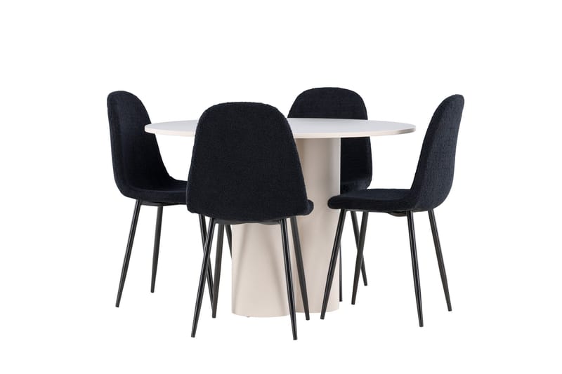 Olivia Matgrupp 110 cm Rund med 4 Polar stolar - Beige/Svart - Products - Möbler - Bord & matgrupp - Matgrupp