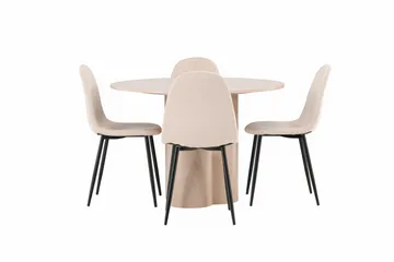 Olivia Matgrupp 110 cm Rund med 4 Polar stolar - Whitewash - Products - Möbler - Bord & matgrupp - Matgrupp