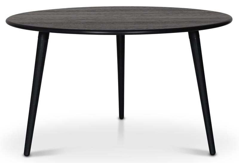 Omni matgrupp, runt matbord Ø130 cm inkl 4 st Orust svarta pinnstolar - Svartbetsad ek, Svartbetsad ek