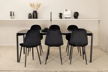 Pelle Matgrupp 190 cm inkl 6 Pontus Stolar - Svart - Products - Möbler - Bord & matgrupp - Matgrupp