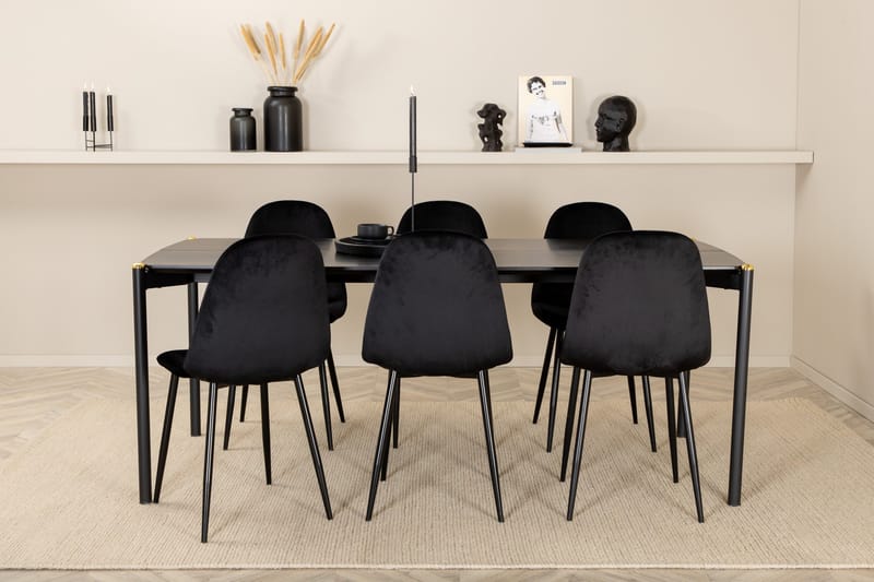 Pelle Matgrupp 190 cm inkl 6 Pontus Stolar - Svart - Products - Möbler - Bord & matgrupp - Matgrupp