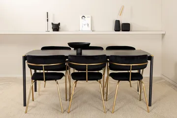 Pelle Matgrupp 190 cm Rektangulär med 6 Arrow stolar - Svart/Guld - Products - Möbler - Bord & matgrupp - Matgrupp