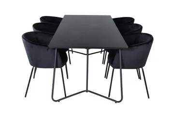 Petra Matgrupp 190 cm Rektangulär med 6 Berit stolar - Svart - Products - Möbler - Bord & matgrupp - Matgrupp