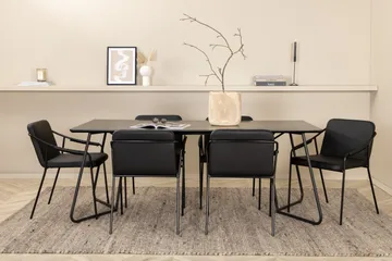 Petra Matgrupp 190 cm Rektangulär med 6 Tvista stolar - Svart - Products - Möbler - Bord & matgrupp - Matgrupp